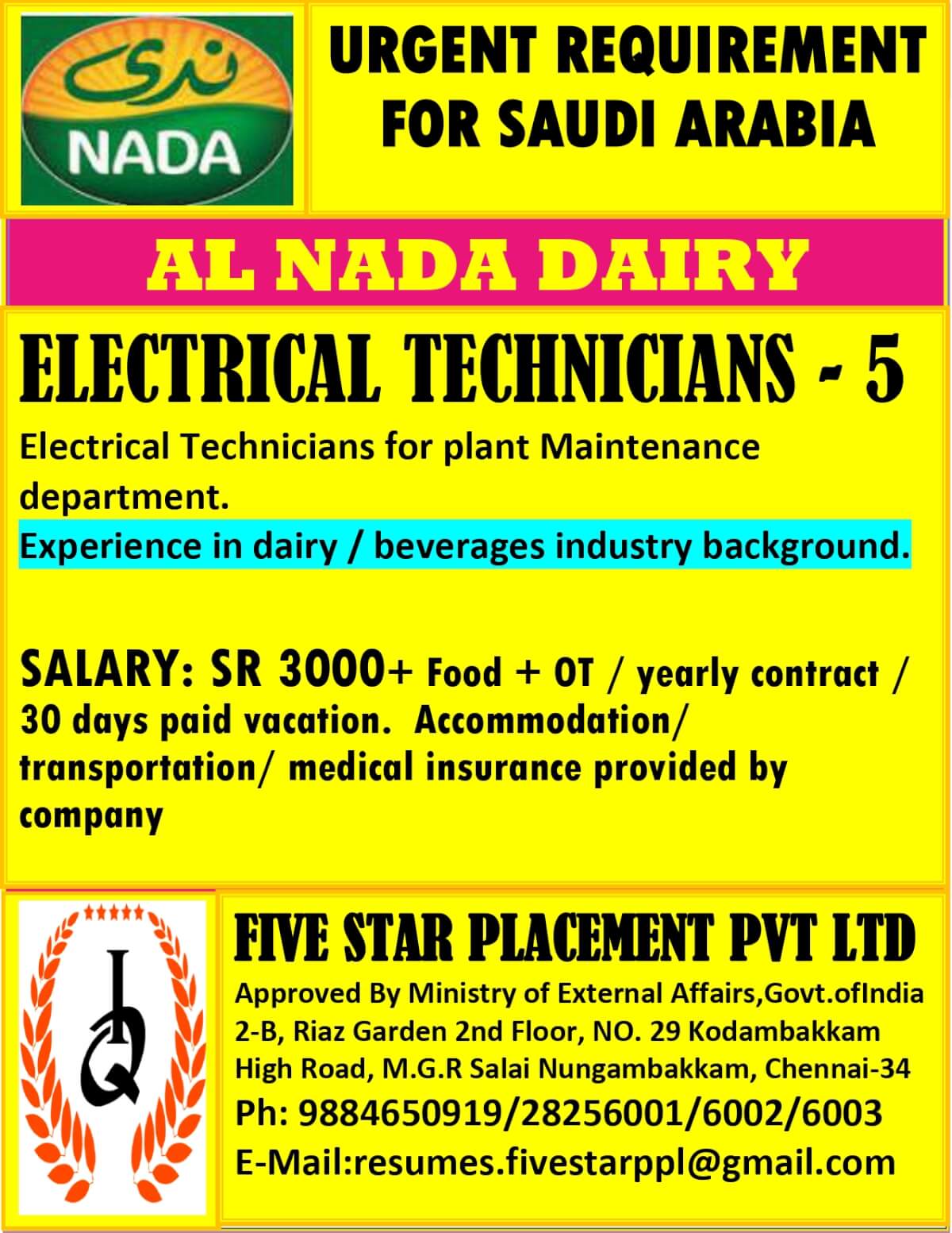 URGENT REQUIREMENT FOR SAUDI ARABIA URGENT REQUIREMENT FOR SAUDI ARABIA