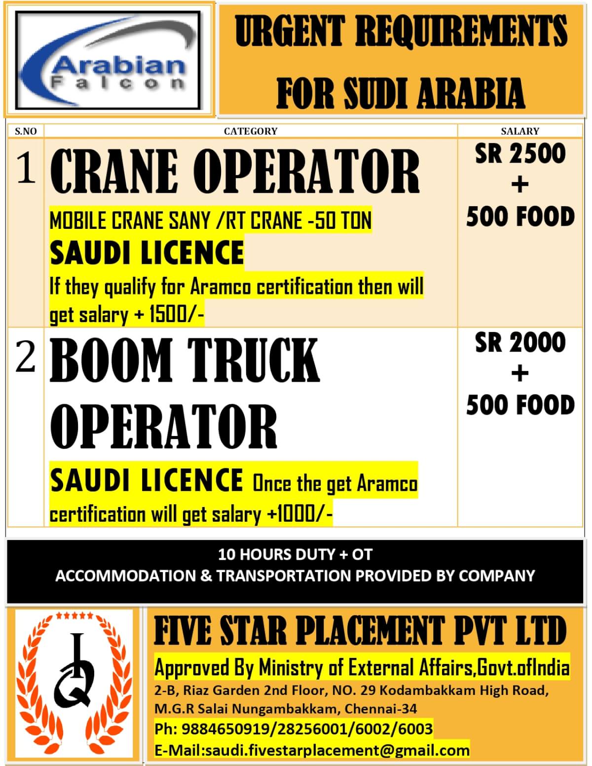 URGENT REQUIREMENT FOR SAUDI ARABIA URGENT REQUIREMENT FOR SAUDI ARABIA