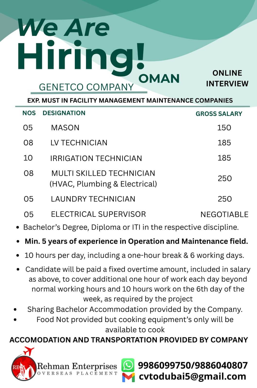 HIRING FOR GENETCO COMPANY-OMAN-ONLINE INTERVIEW HIRING FOR GENETCO COMPANY-OMAN-ONLINE INTERVIEW