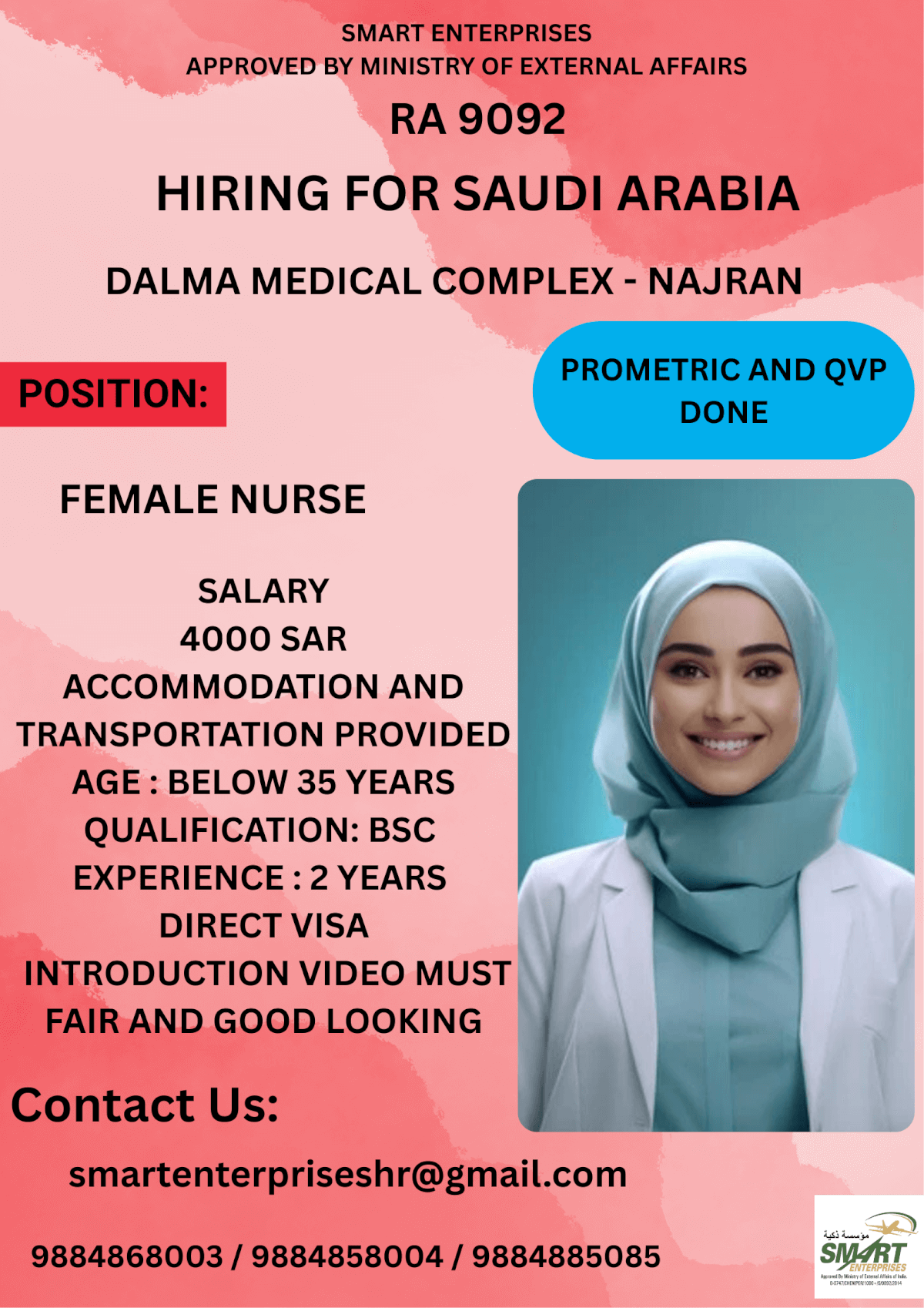 URGENT REQUIREMENT FOR SAUDI ARABIA