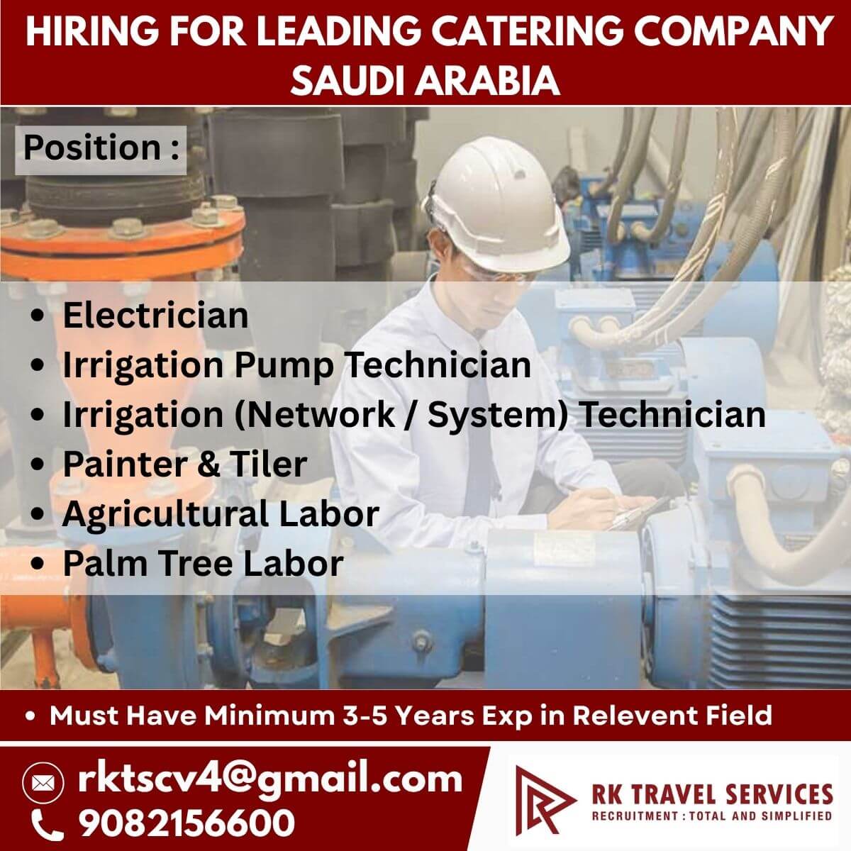 Hiring for leading catering company Saudi Arabia
