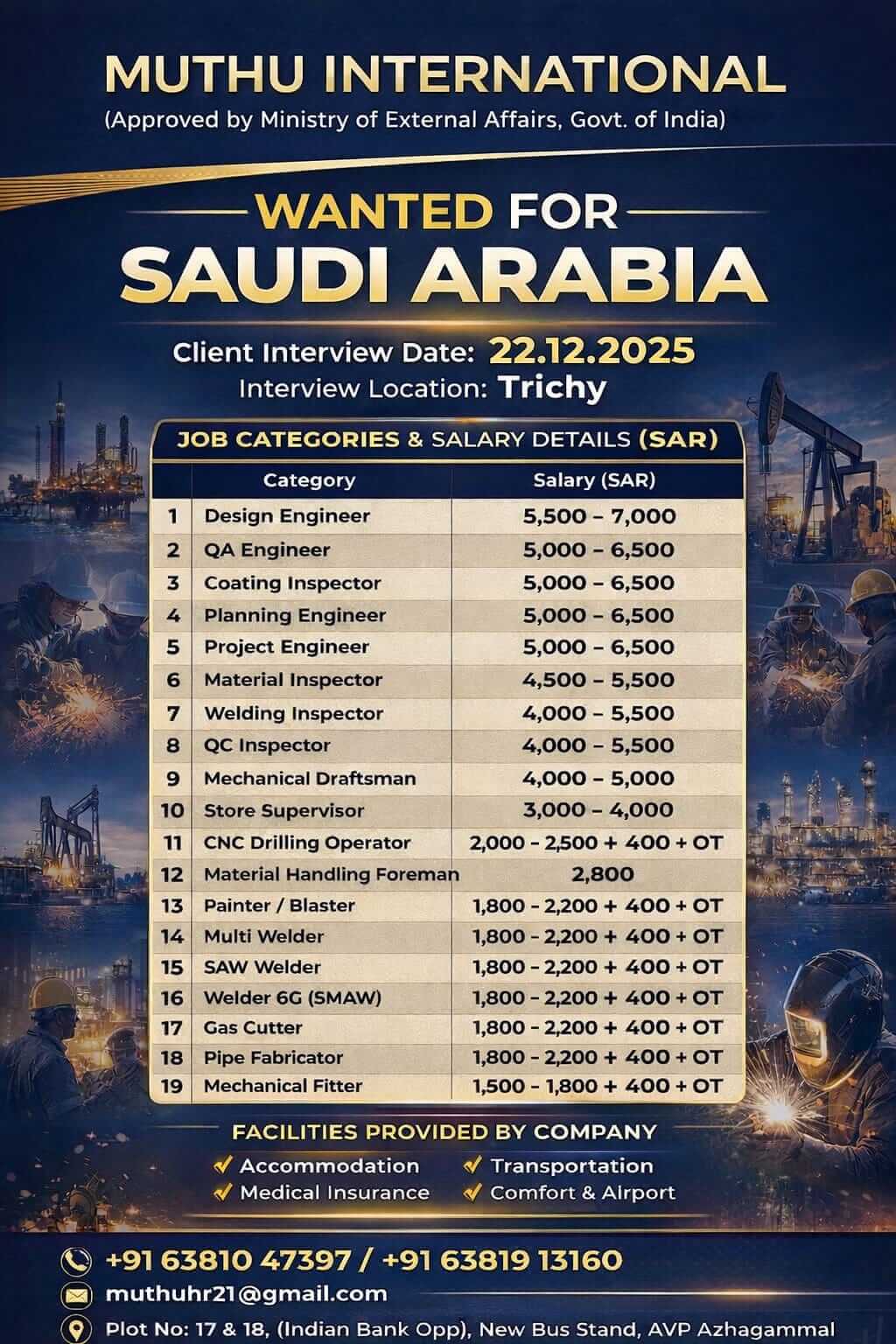 WANTED FOR SAUDI ARABIA