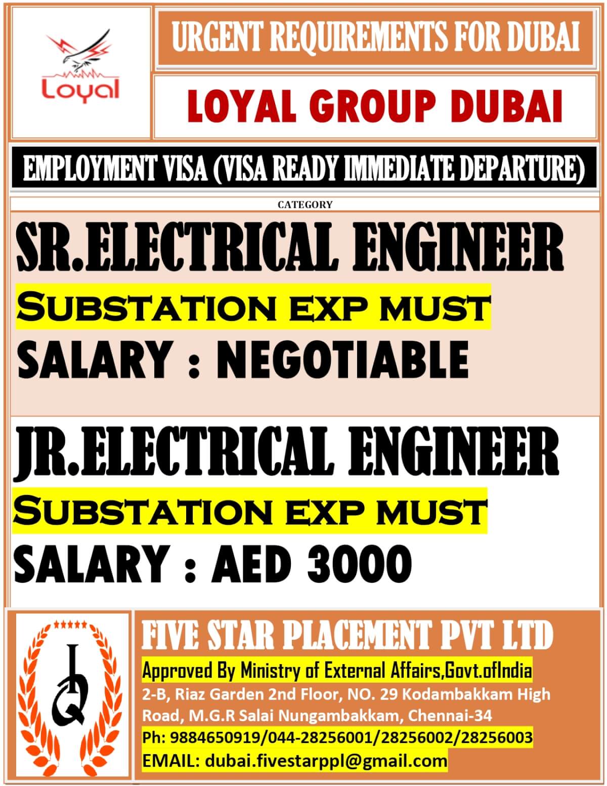 URGENT REQUIREMENT FOR DUBAI
