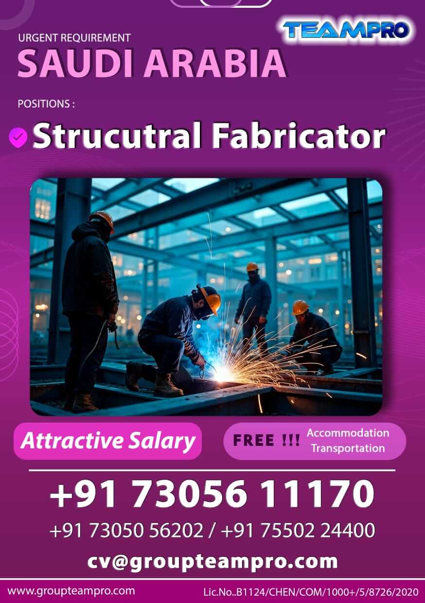 Structural Fabricator ,3G/6G Welder - Mig arc Structural Fabricator ,3G/6G Welder - Mig arc
