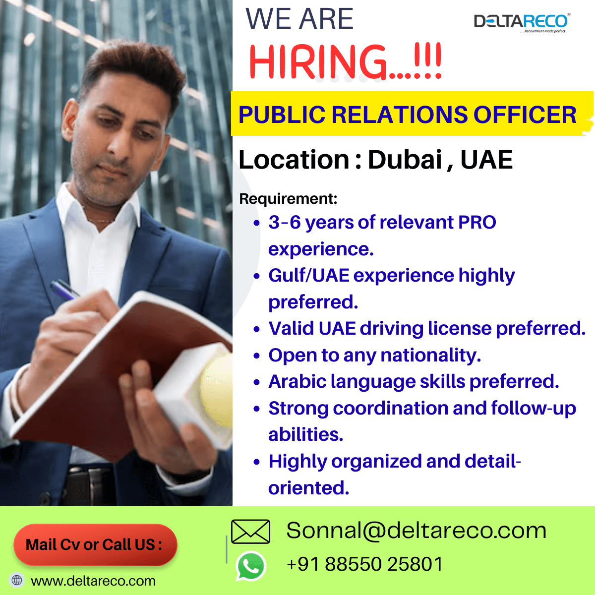 Hiring public relations officer for Dubai - Multiple Vacancies Easiest Selection Hiring public relations officer for Dubai - Multiple Vacancies Easiest Selection