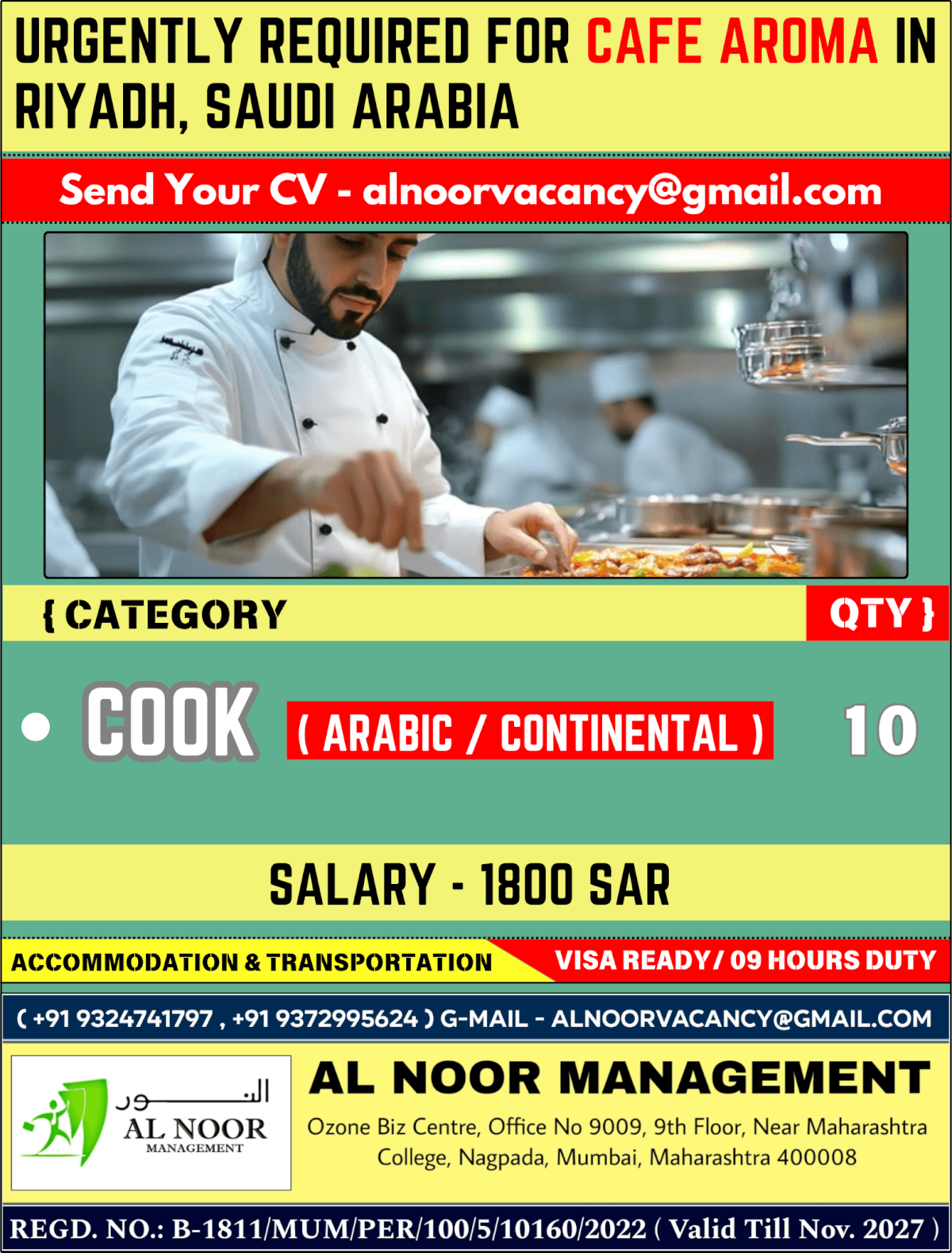 URGENTLY REQUIRED FOR SAUDI ARABIA