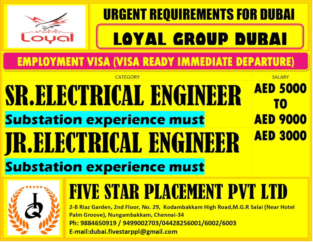 URGENT REQUIREMENT FOR DUBAI
