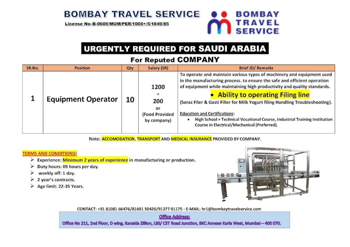 Urgently required for ksa reputed co.