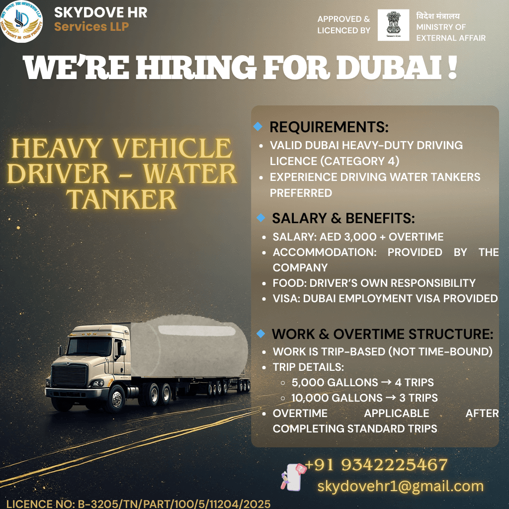 Heavy Vehicle Driver - Water tanker (UAE)