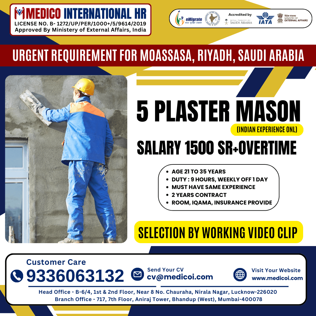 5 Plaster Mason (Indian experience only)