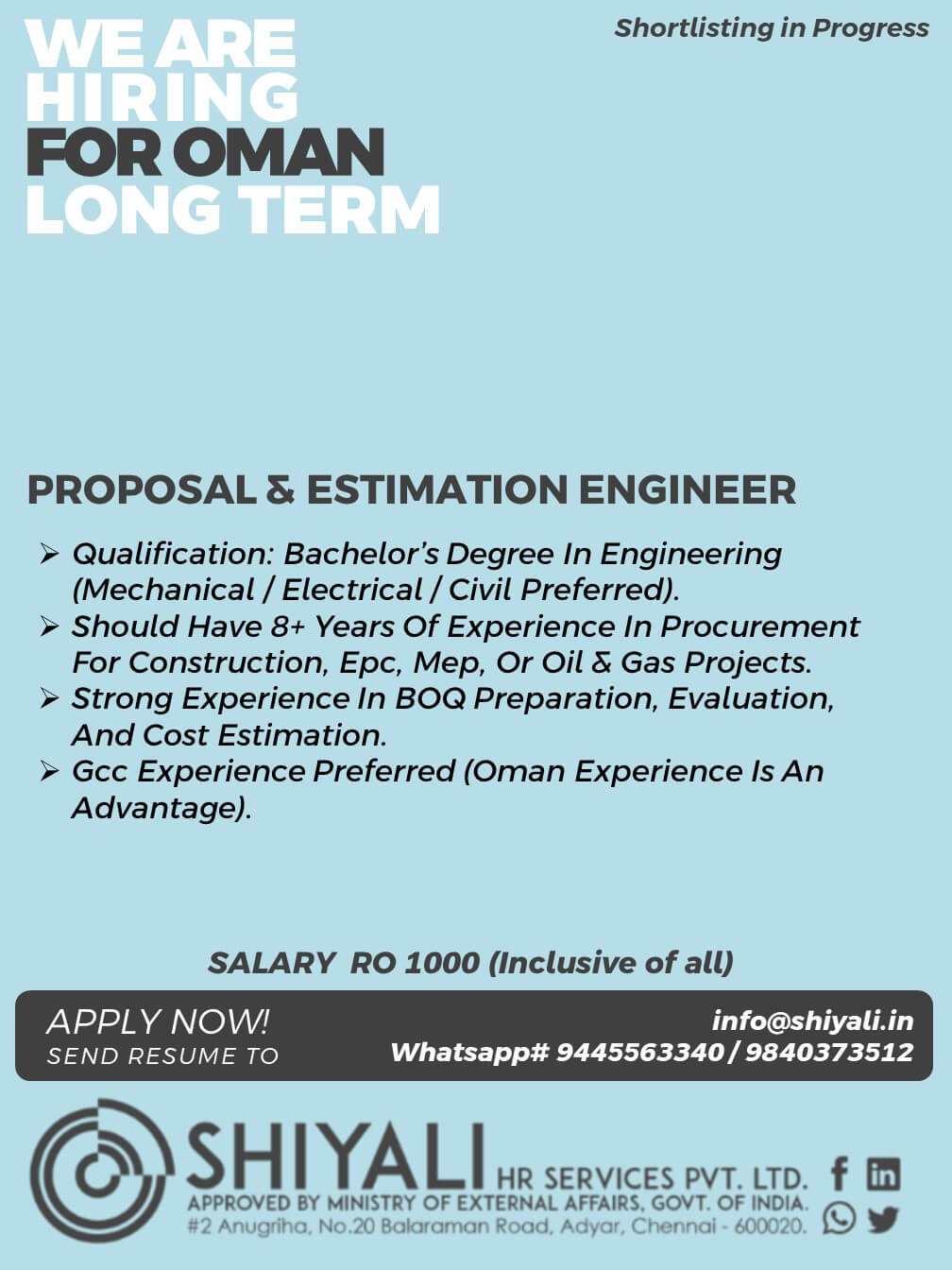 PROPOSAL AND ESTIMATION ENGINEER