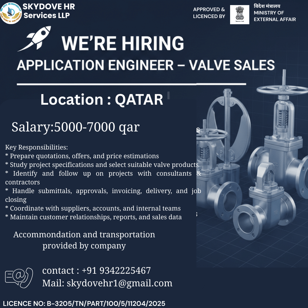 VALVE SALES JOB IN QATAR!
