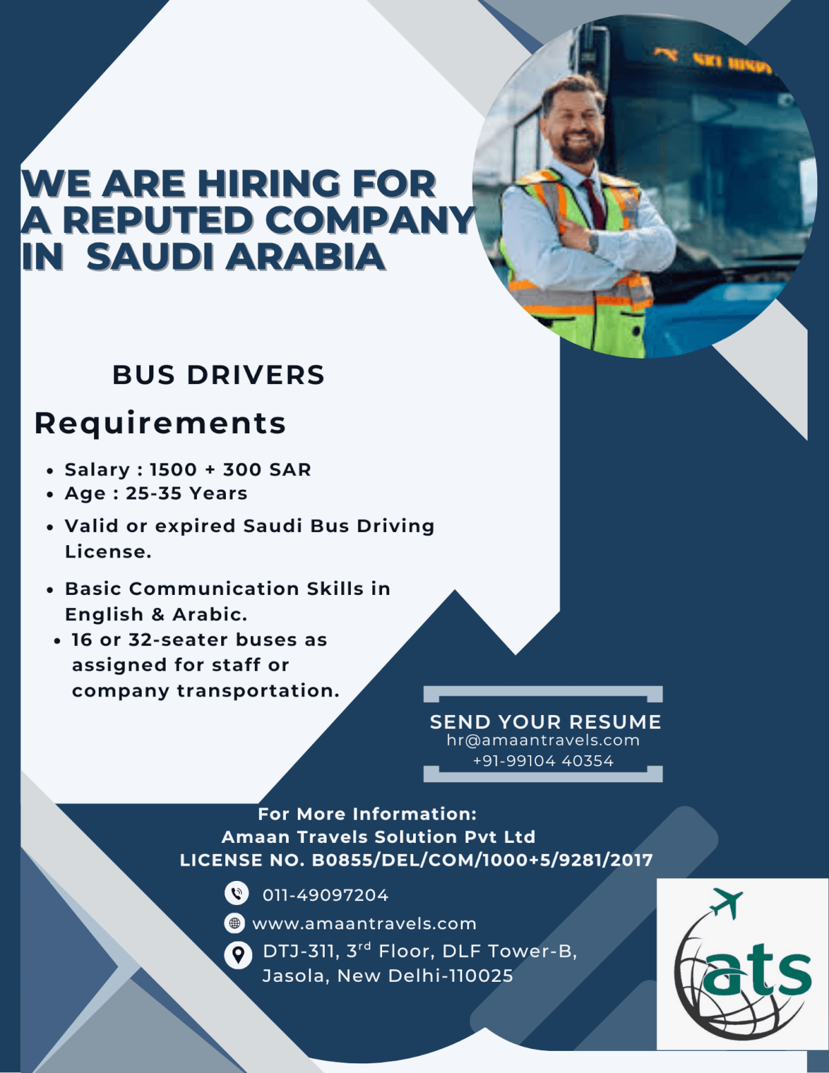 Hiring Bus Drivers for A Reputed Company in Saudi Arabia