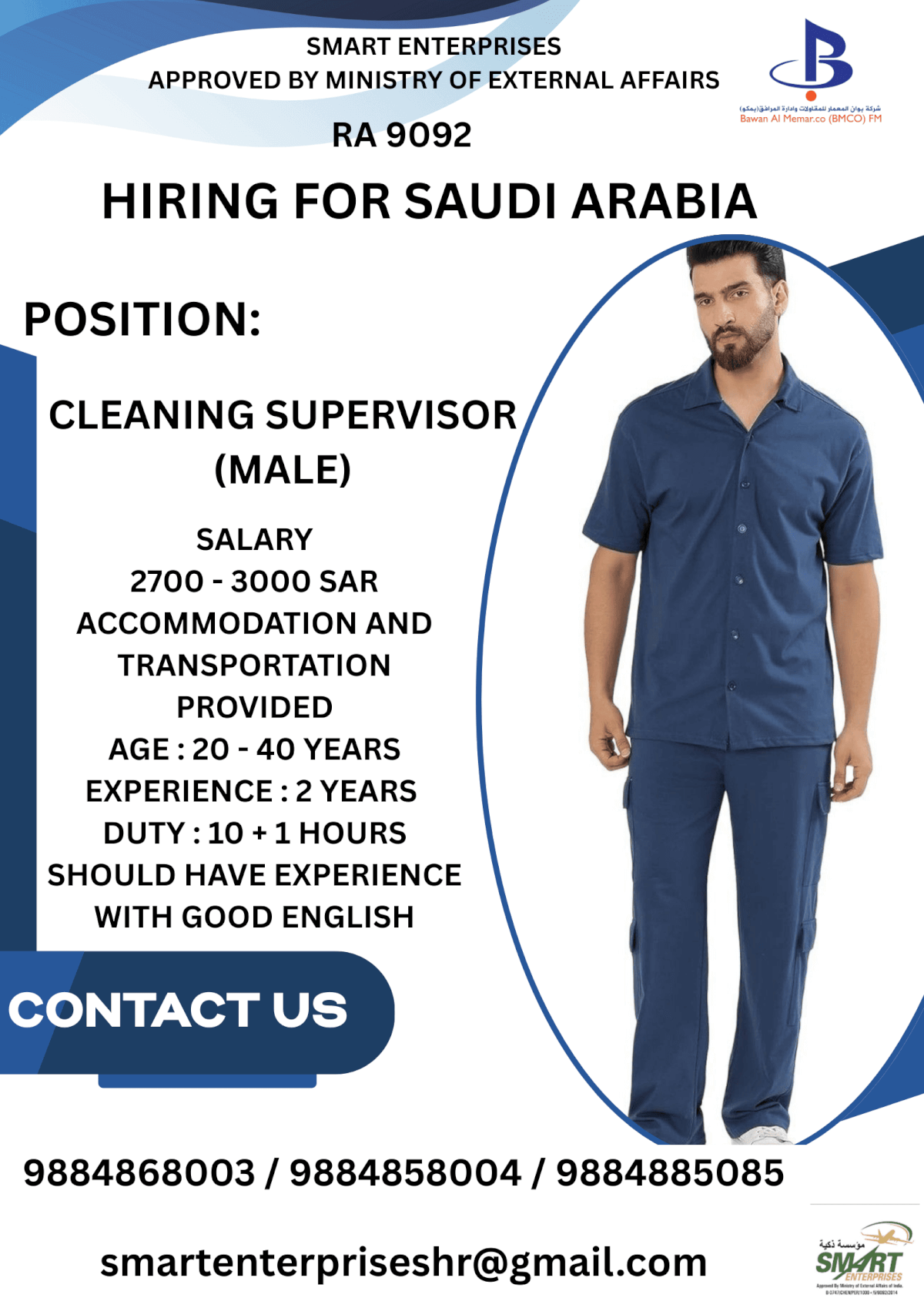 URGENT REQUIREMENT FOR SAUDI ARABIA