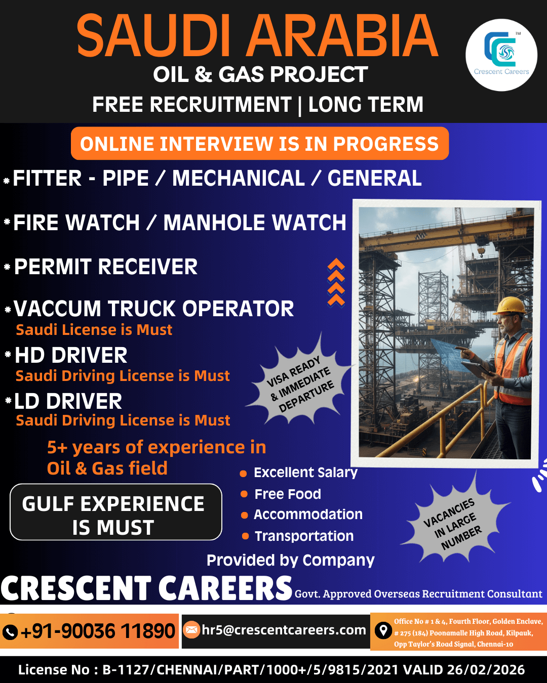 FREE RECRUITMENT - SAUDI ARABIA