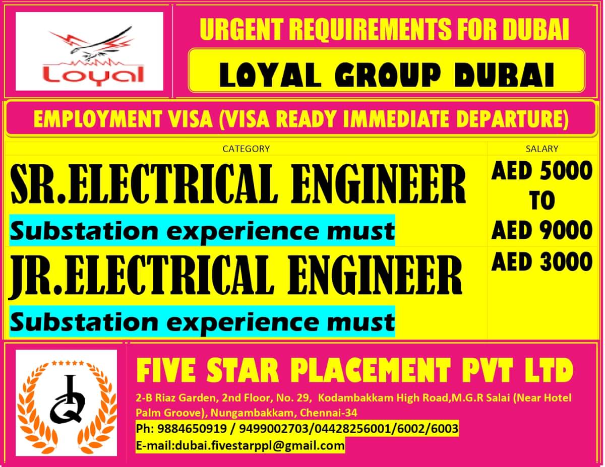 URGENT REQUIREMENT FOR DUBAI