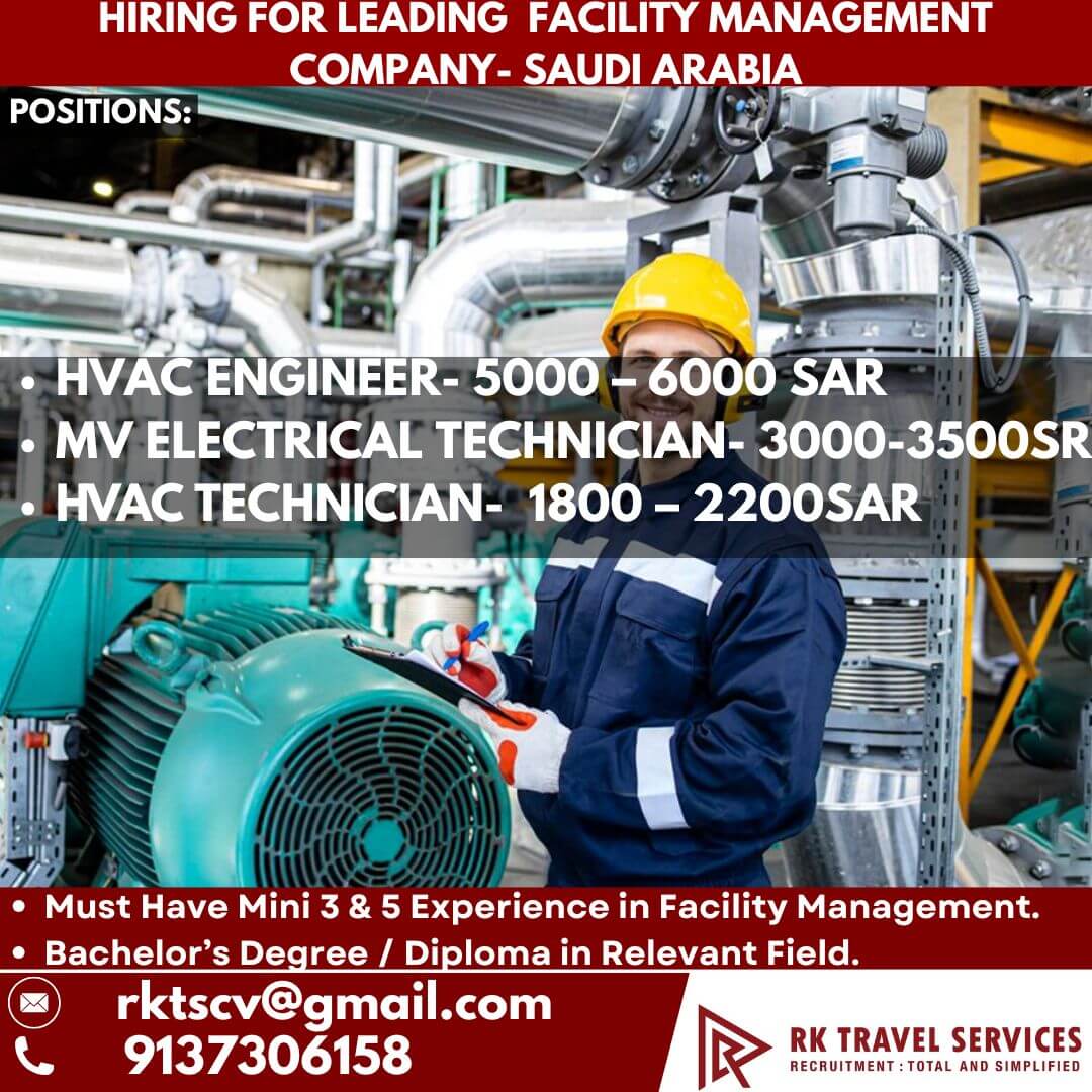 HIRING FOR LEADING FACILITY MANAGEMENT COMPANY- SAUDI ARABIA