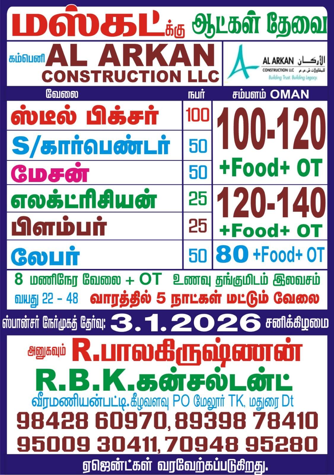 REQUIREMENT FOR MUSCAT