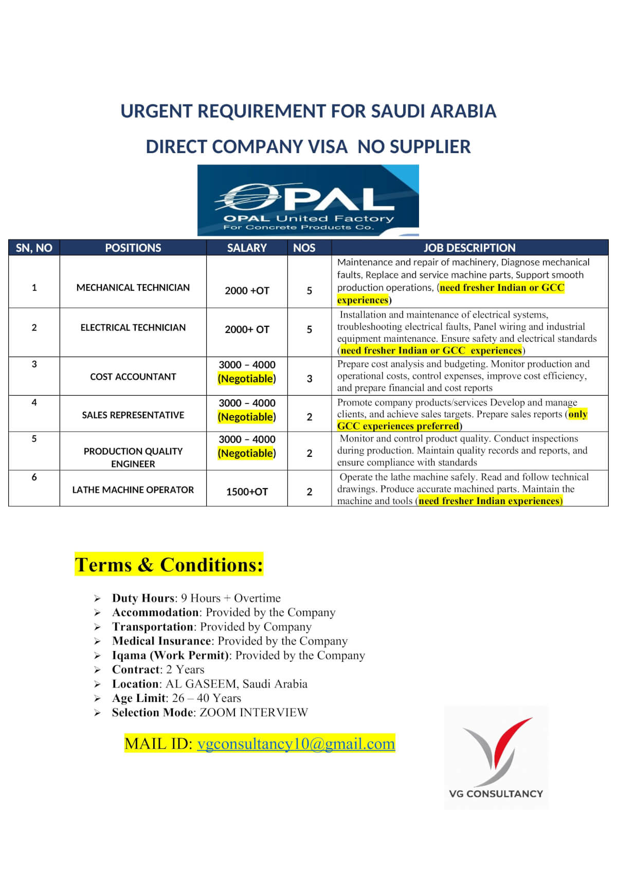 We Are Hiring – Saudi Arabia