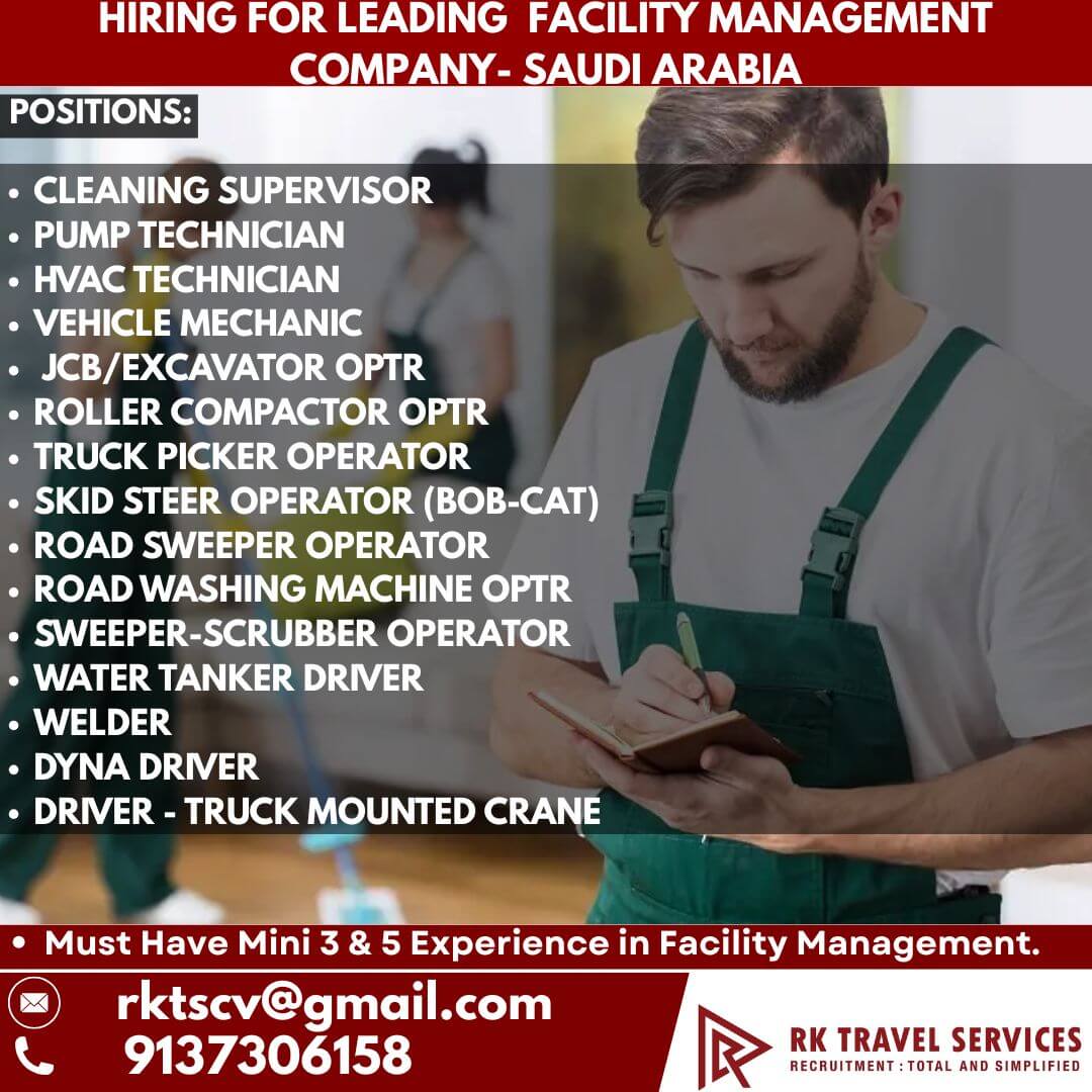 HIRING FOR LEADING FACILITY MANAGEMENT COMPANY- SAUDI ARABIA HIRING FOR LEADING FACILITY MANAGEMENT COMPANY- SAUDI ARABIA