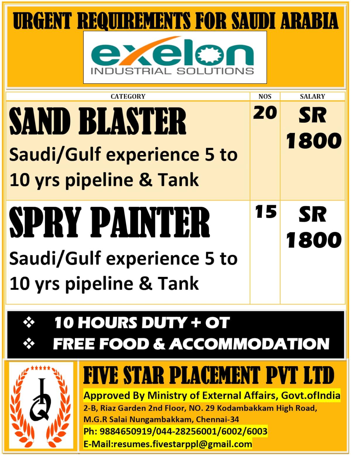 URGENT REQUIREMENT FOR SAUDI ARABIA