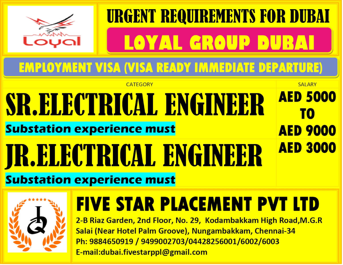 URGENT REQUIREMENT FOR DUBAI