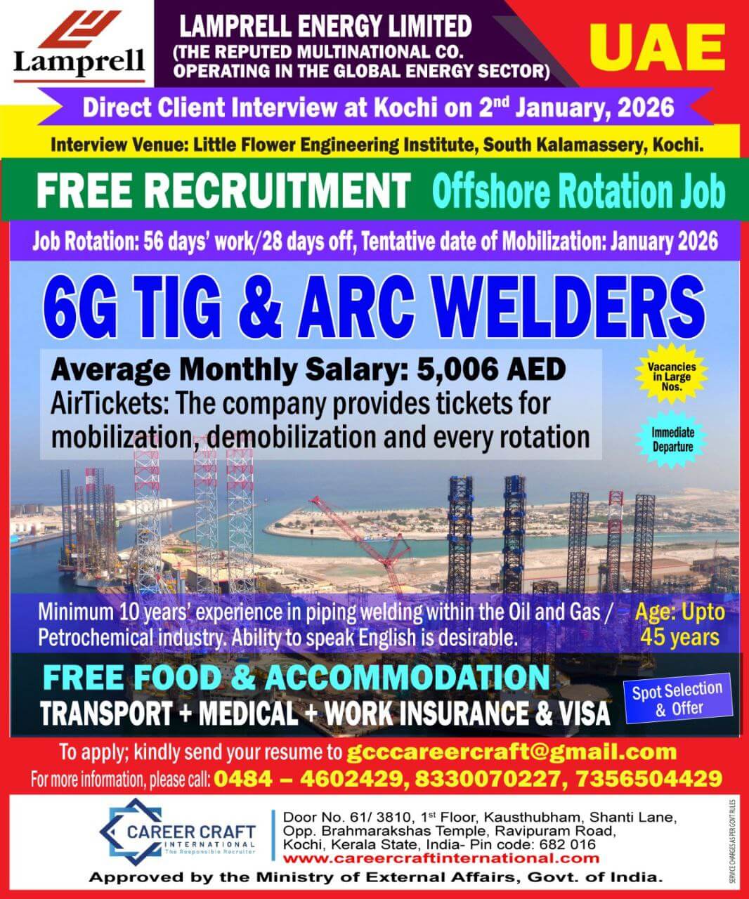 Client Interview at Kochi on 2nd January, 2026 for Lamprell, UAE -