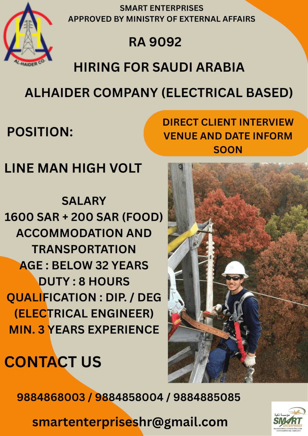 URGENT REQUIREMENT FOR SAUDI ARABIA