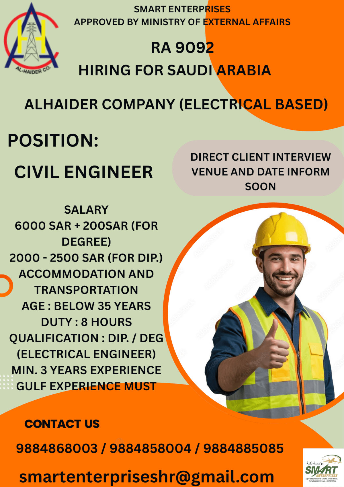 URGENT REQUIREMENT FOR SAUDI ARABIA