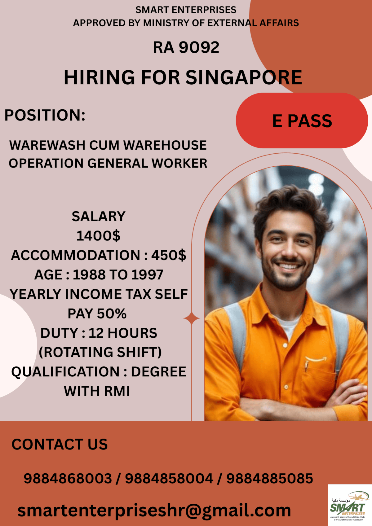 URGENT REQUIREMENT FOR SINGAPORE