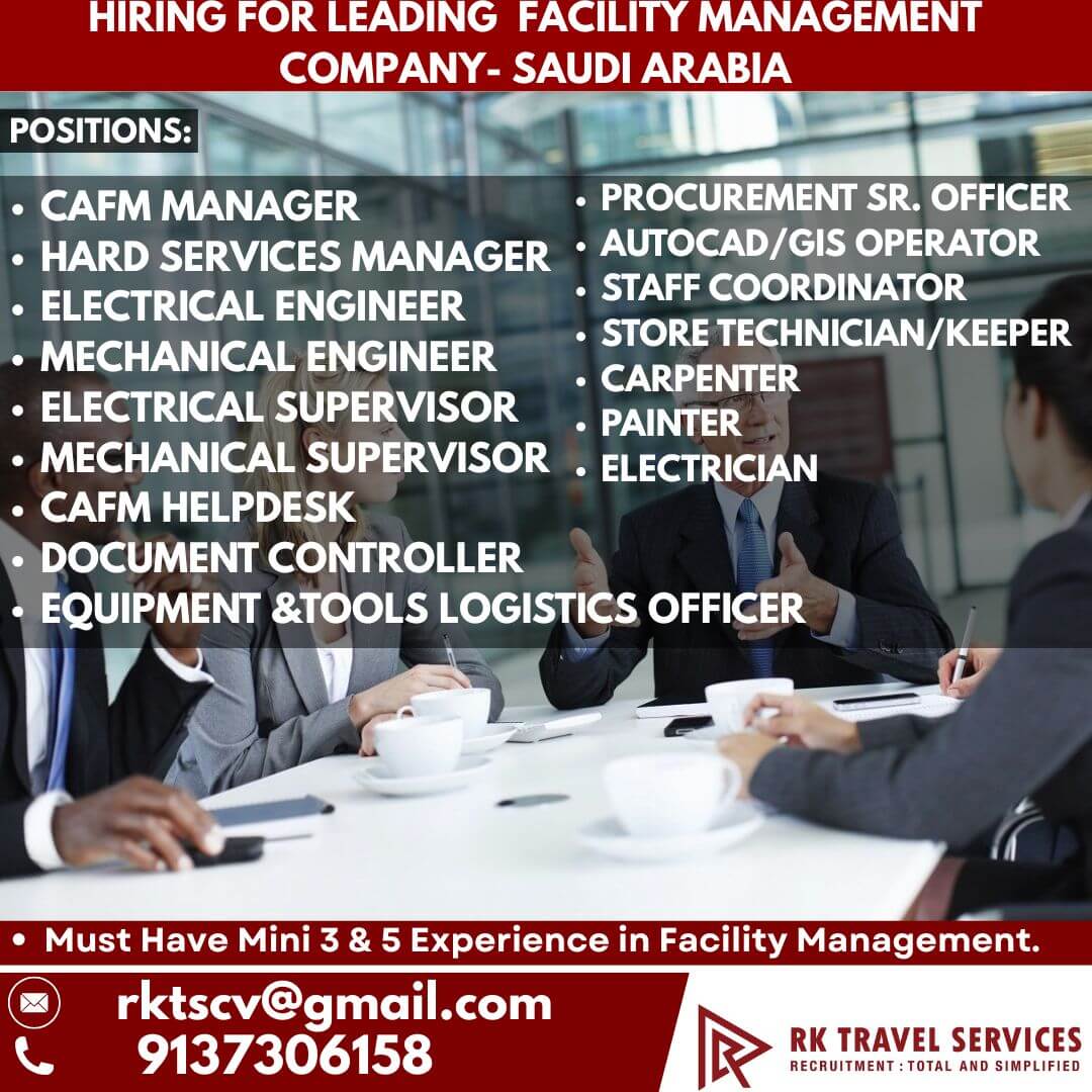 HIRING FOR LEADING FACILITY MANAGEMENT COMPANY- SAUDI ARABIA