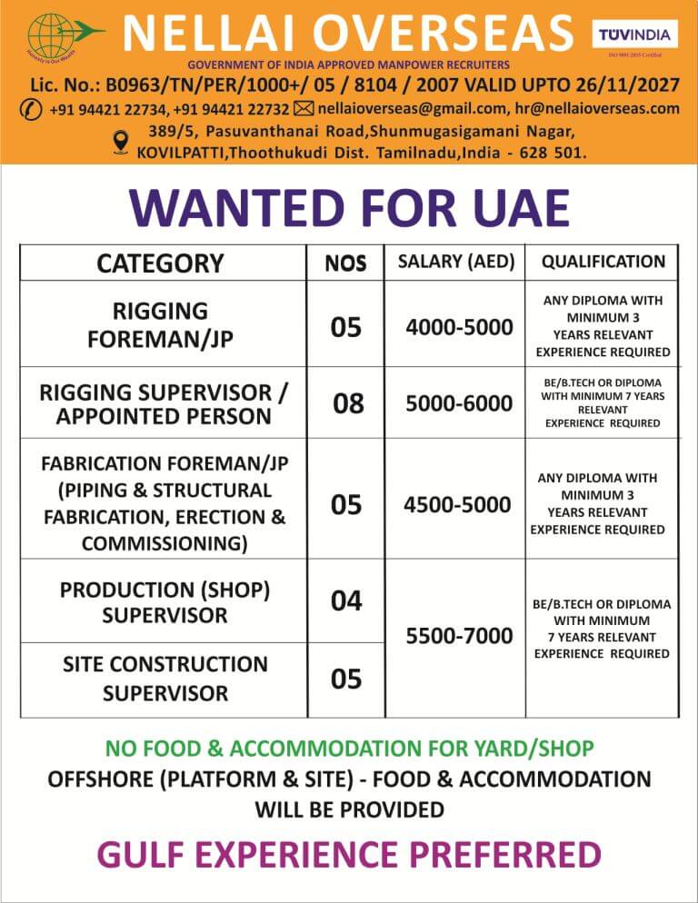 WANTED FOR UAE
