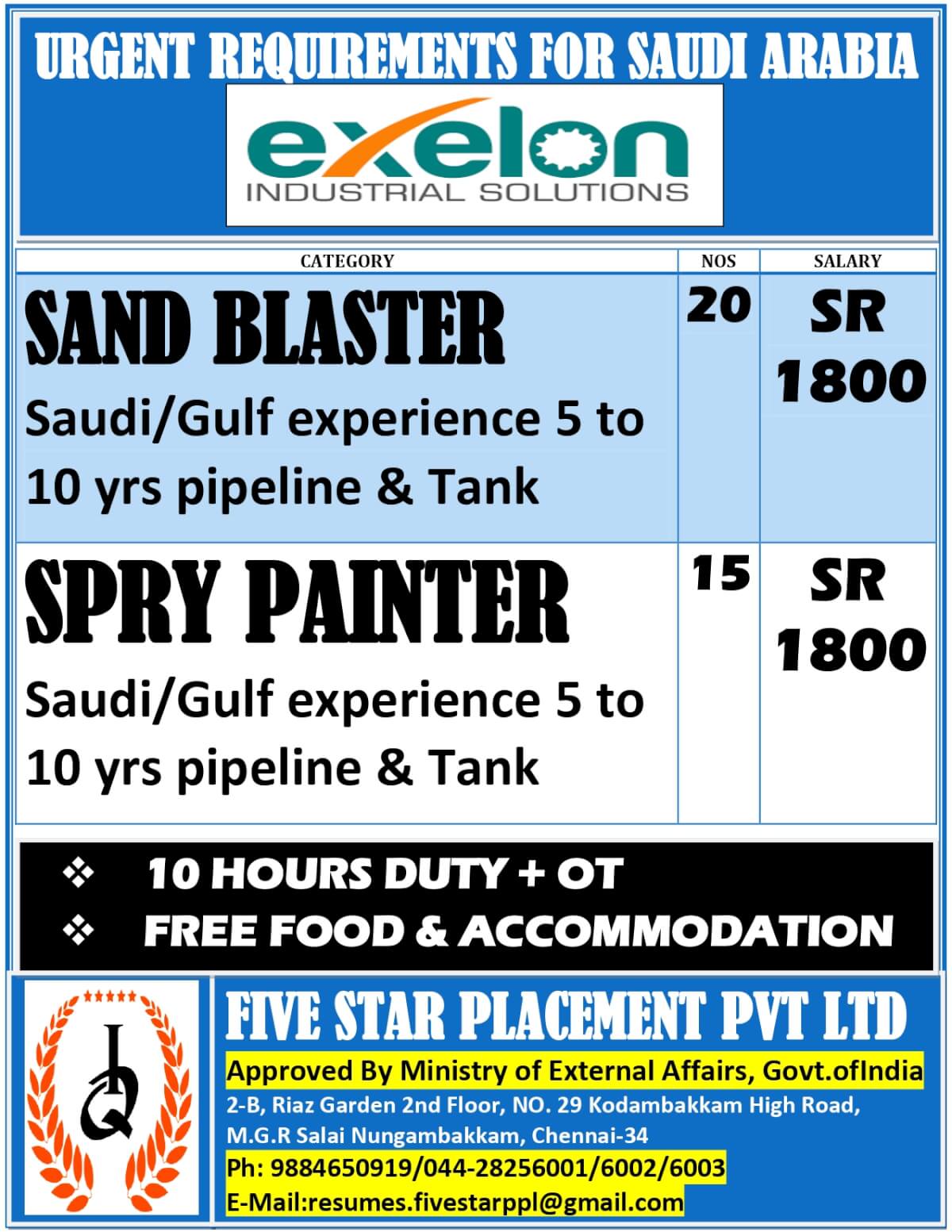 URGENT REQUIREMENT FOR SAUDI ARABIA