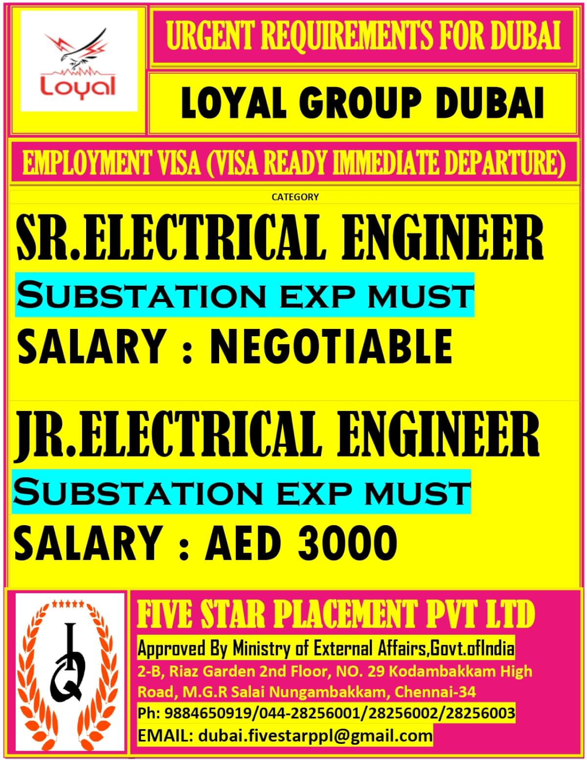 URGENT REQUIREMENT FOR DUBAI