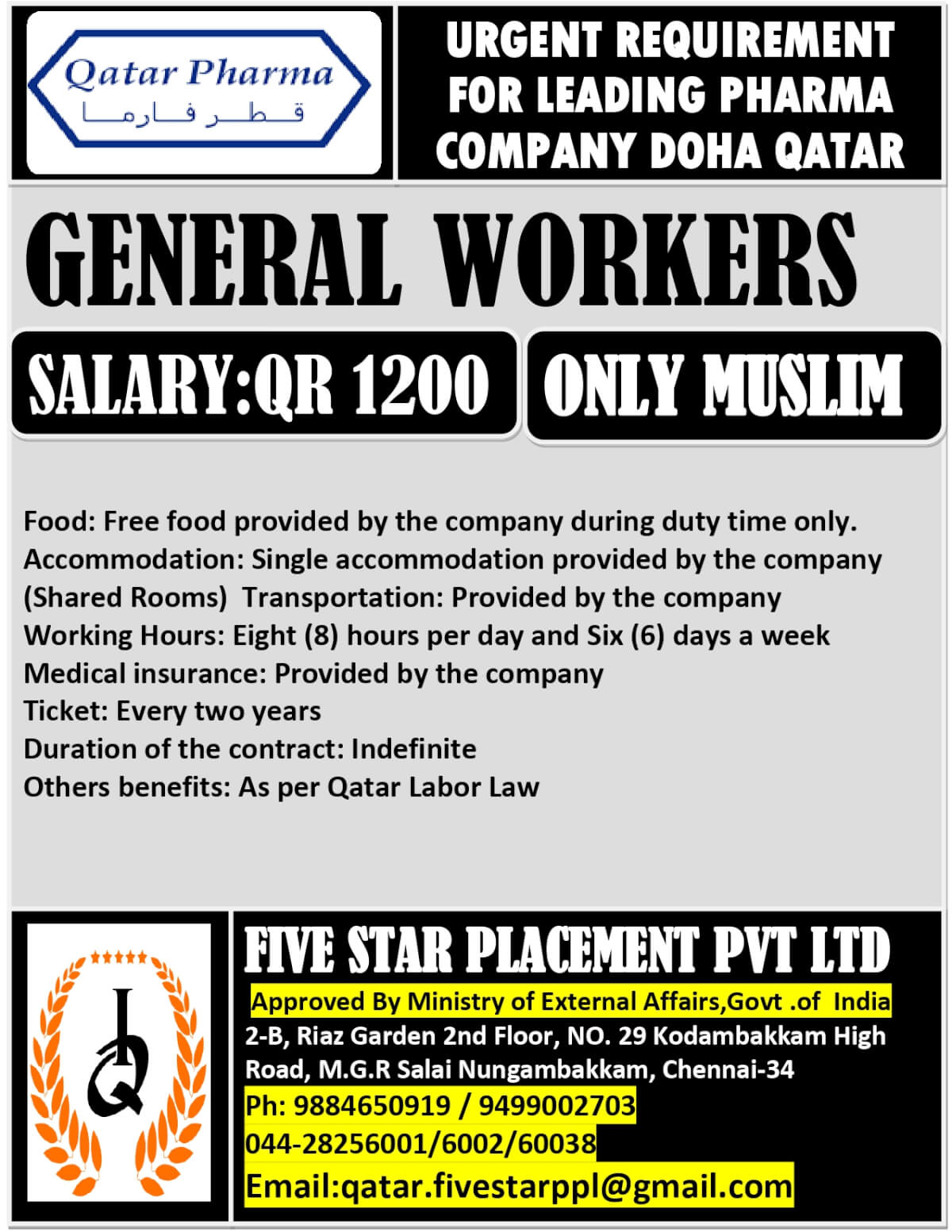 URGENT REQUIREMENT FOR DOHA QATAR