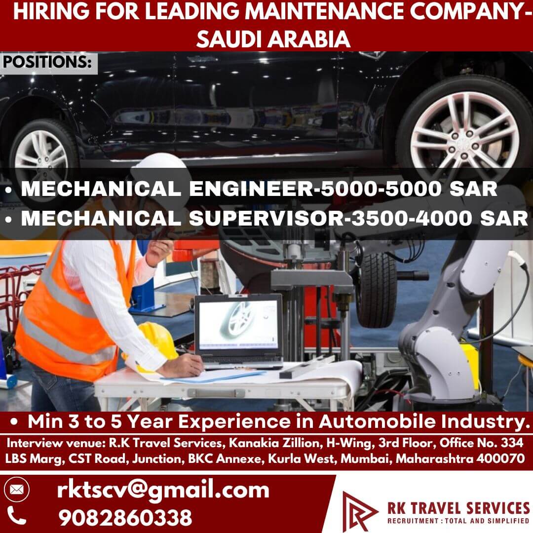HIRING FOR LEADING MAINTENANCE COMPANY- SAUDI ARABIA