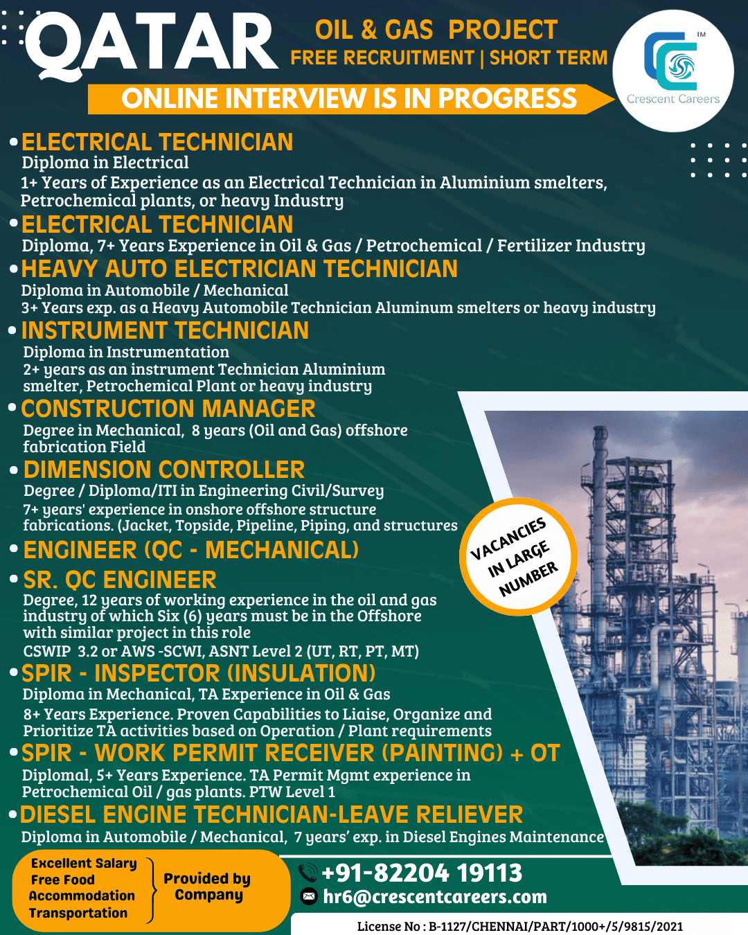 FREE RECRUITMENT FOR QATAR COUNTRY