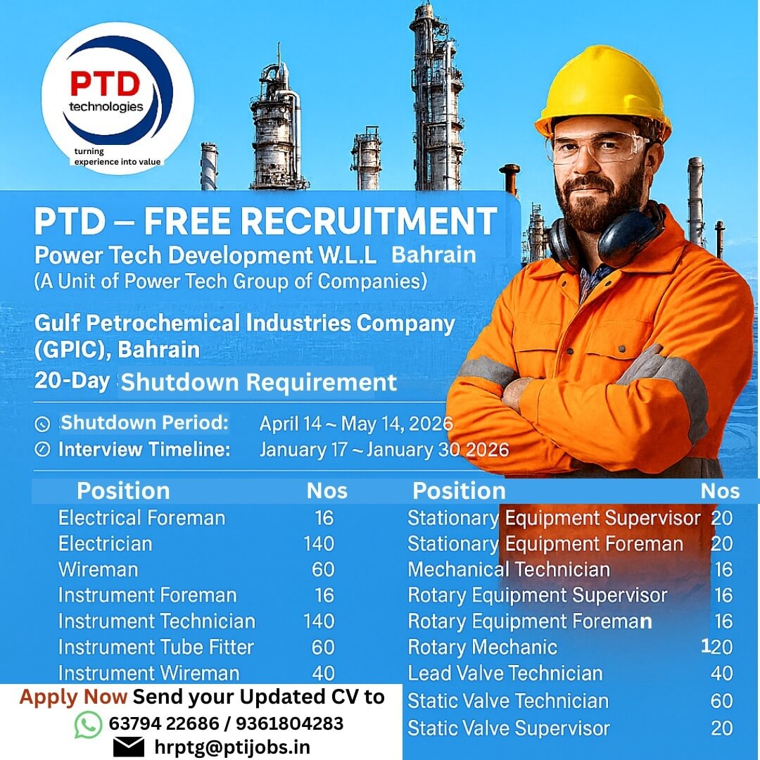 Shutdown Jobs - Bahrain - Power Tech