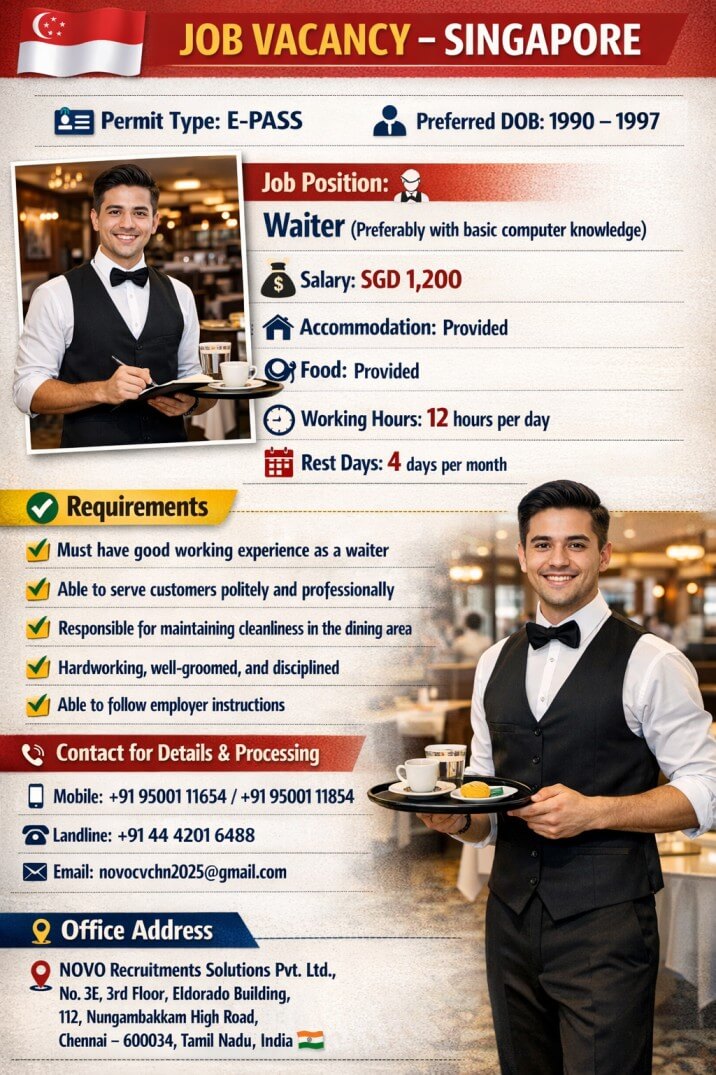 Waiter (Preferably with basic computer knowledge)