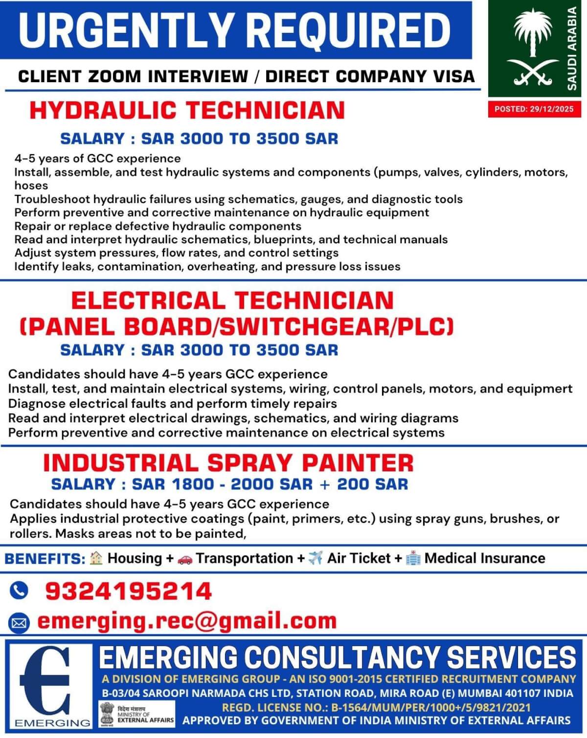 URGENTLY REQUIRED FOR SAUDI ARABIA URGENTLY REQUIRED FOR SAUDI ARABIA