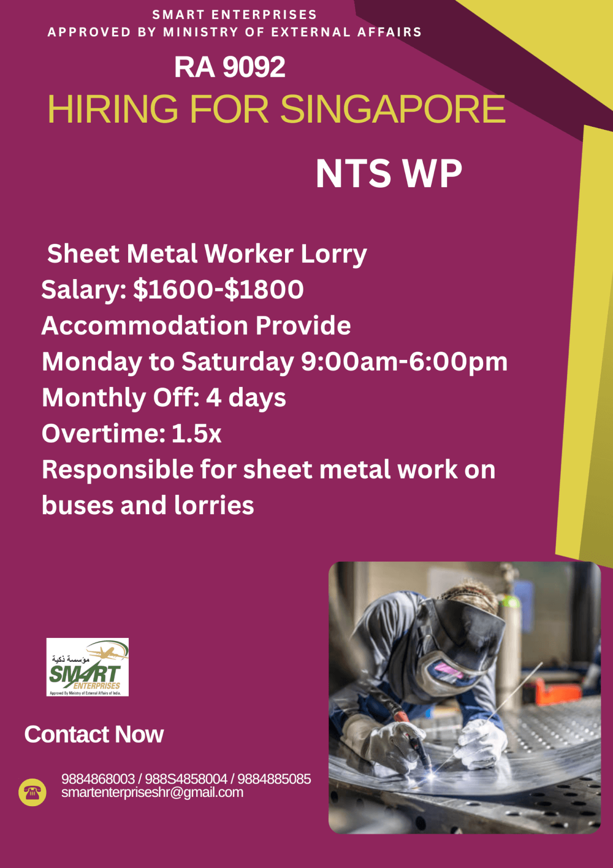 HIRING FOR SINGAPORE