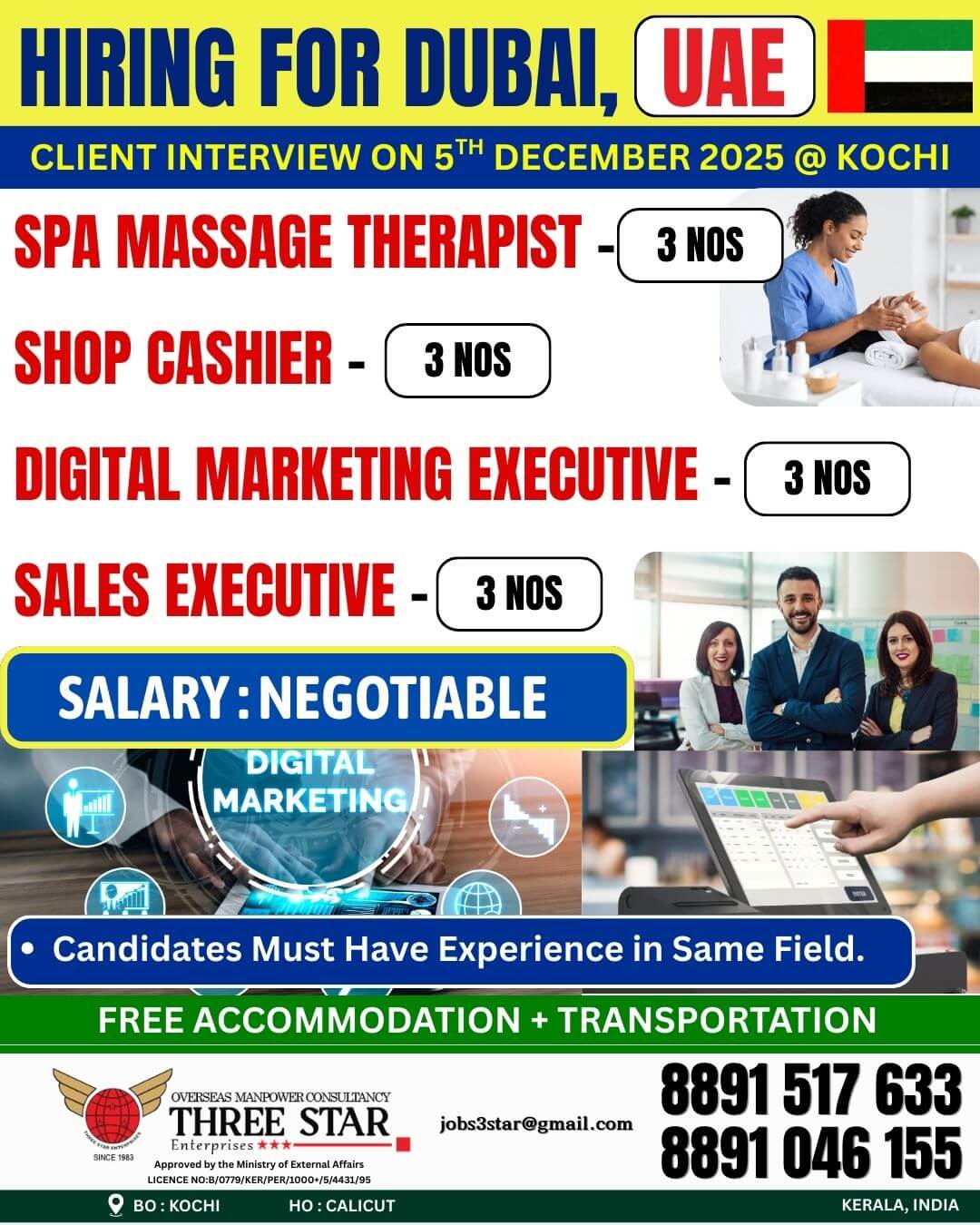 HIRING FOR DUBAI, UAE.