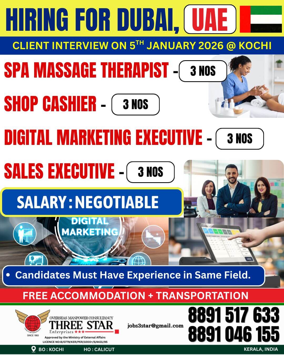 HIRING FOR DUBAI, UAE.