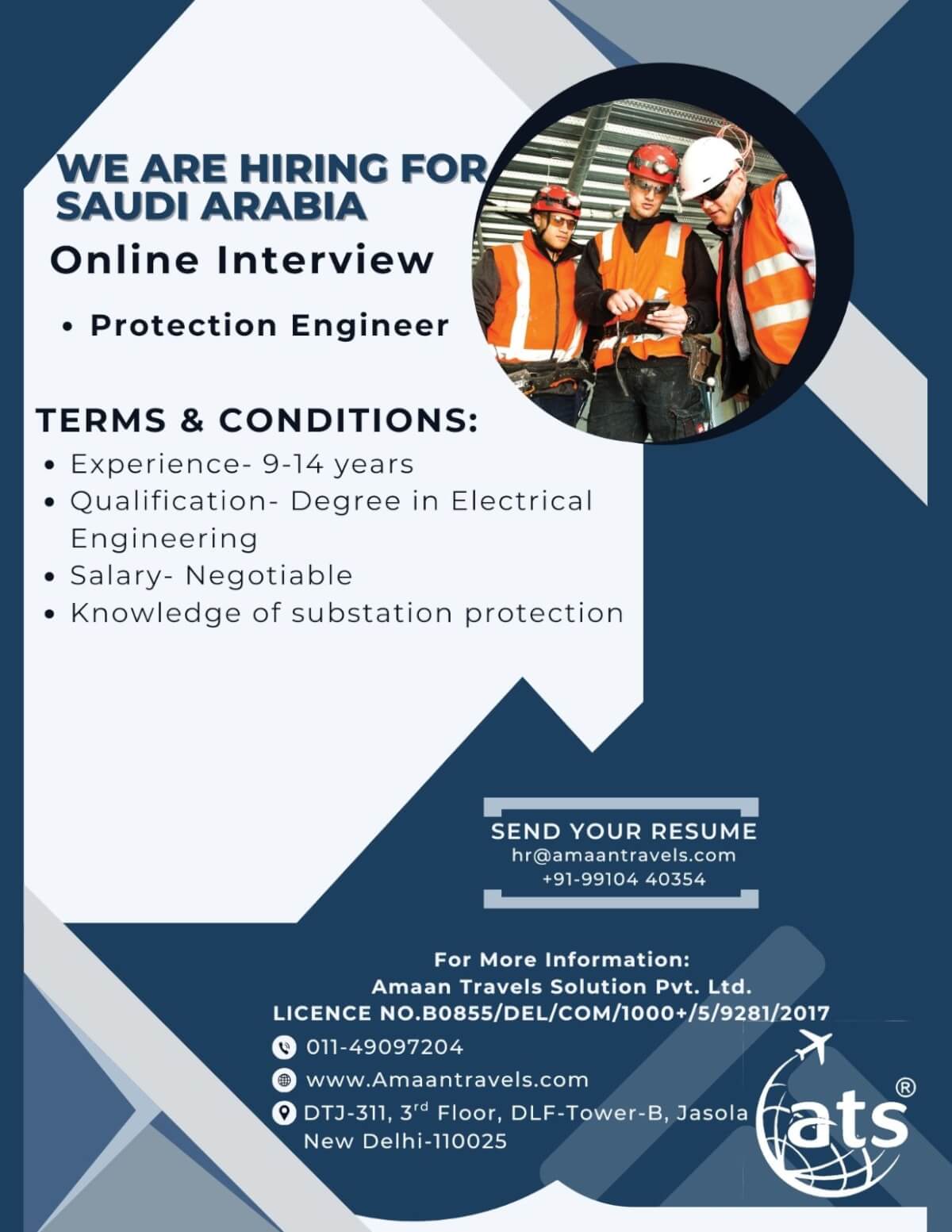 Hiring for A Reputed Company in Saudi Arabia ( Protection Engineer)