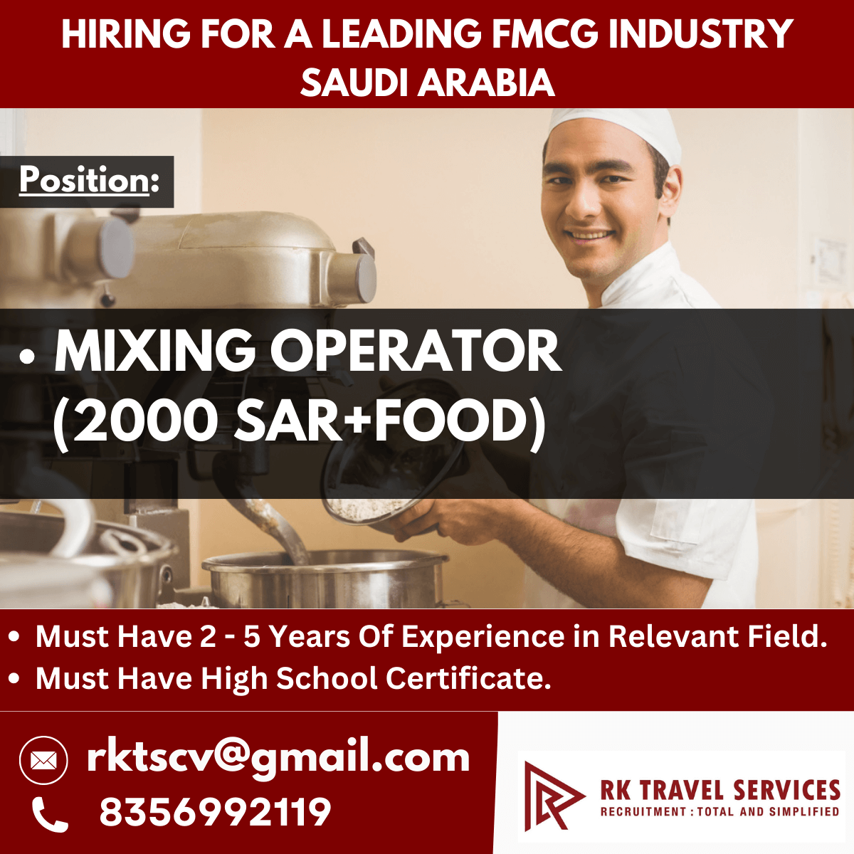 HIRING FOR A LEADING FMCG INDUSTRY SAUDI ARABIA HIRING FOR A LEADING FMCG INDUSTRY SAUDI ARABIA