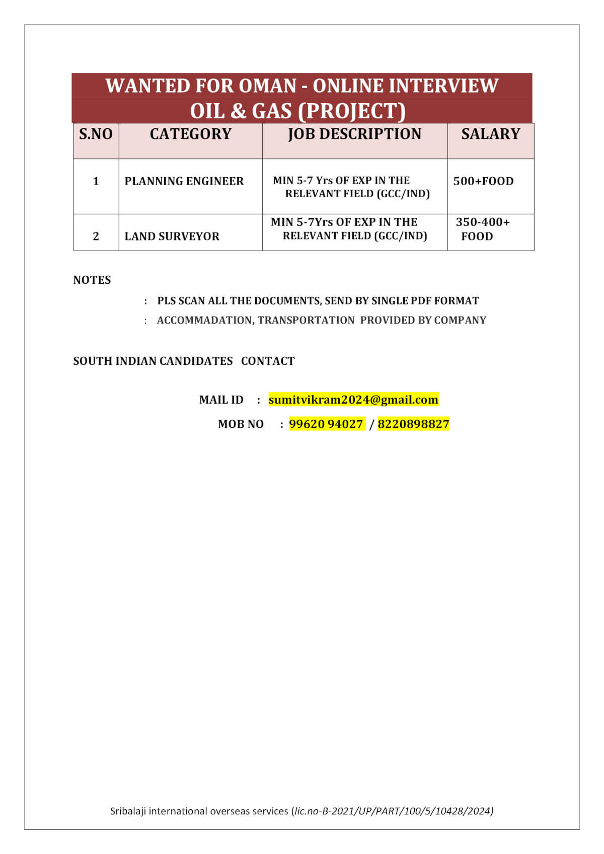 wanted for oman-online interview oil & gas (project)