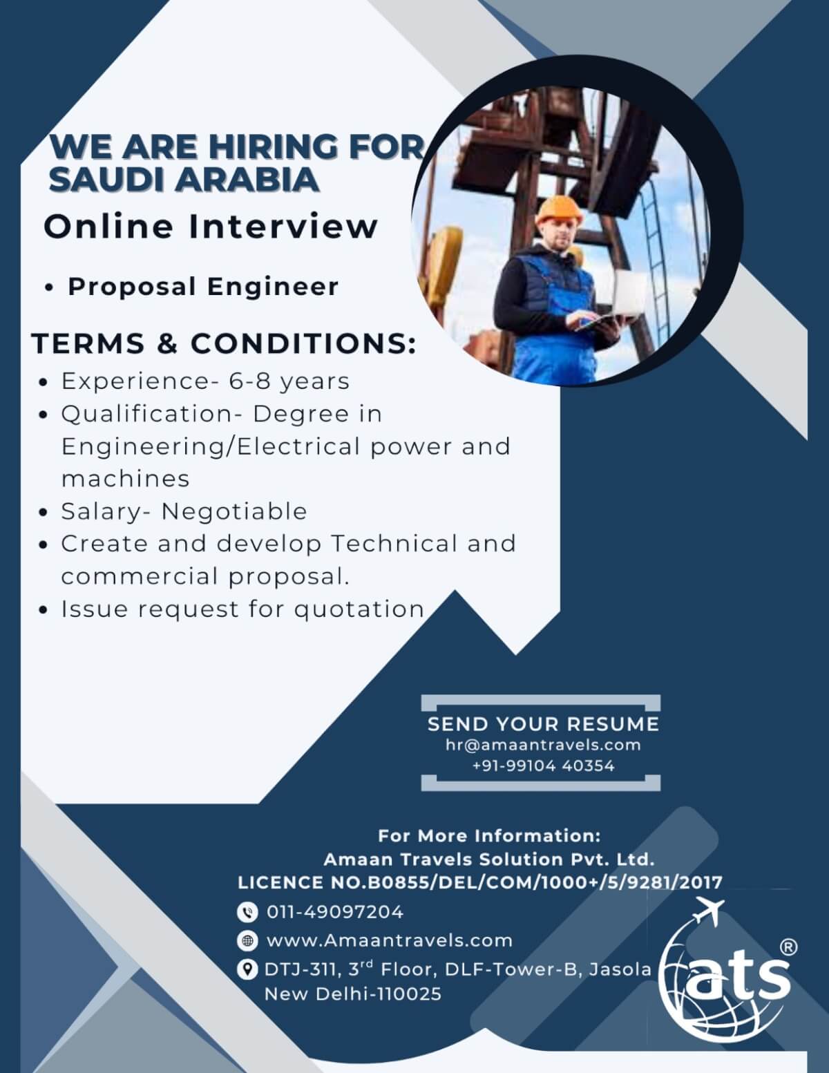 Hiring for A Reputed Company in Saudi Arabia ( Proposal Engineer)