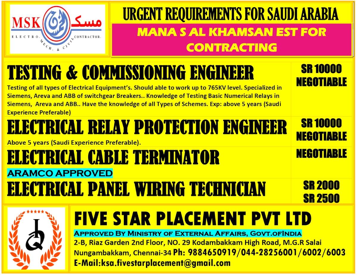 URGENT REQUIREMENT FOR SAUDI ARABIA