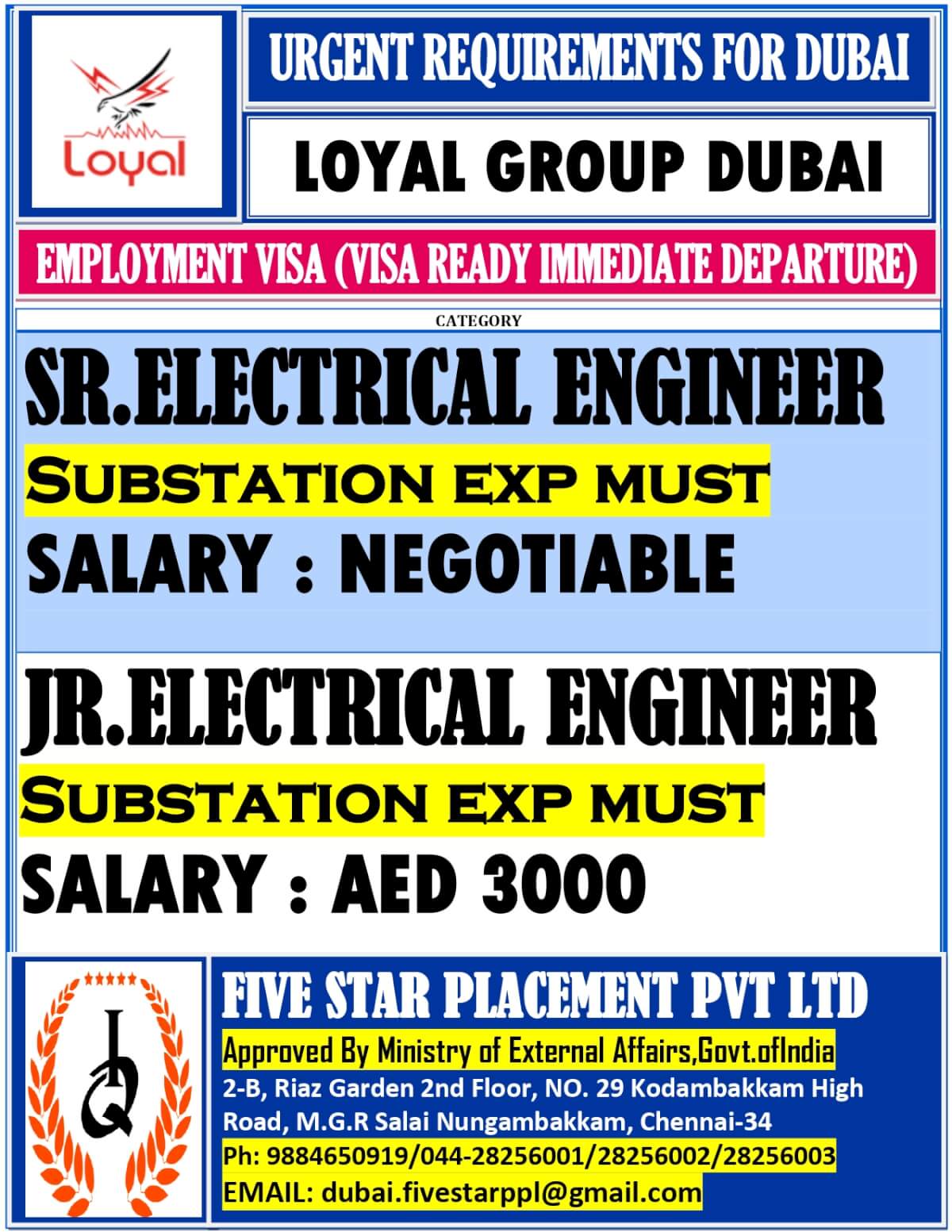 URGENT REQUIREMENT FOR DUBAI