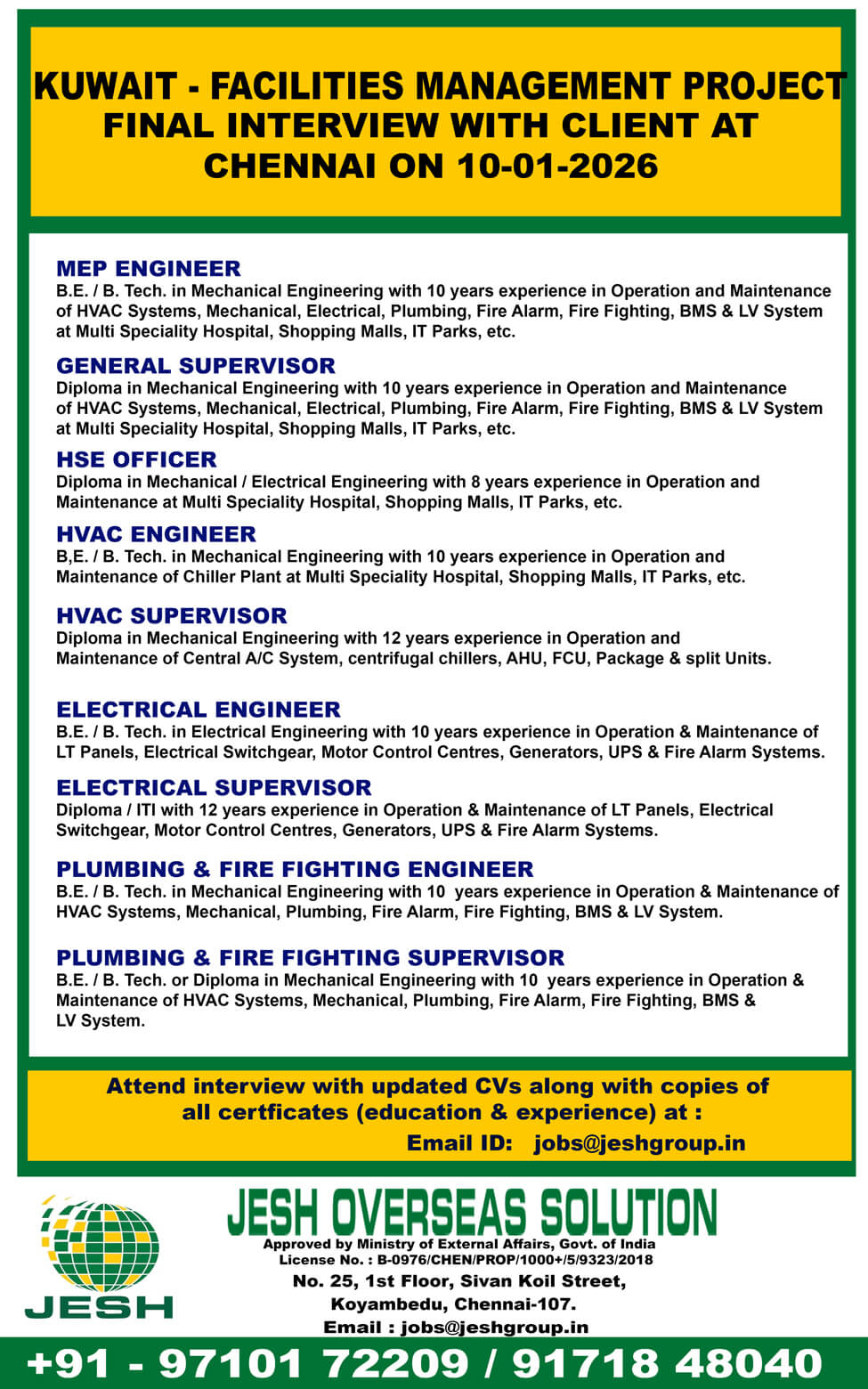 Engineers, Supervisors, Forman and Technicians Engineers, Supervisors, Forman and Technicians